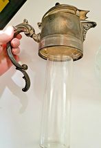 LEAD CRYSTAL PITCHER WITH SILVER PLATE LID AND HANDLE VINTAGE  image 7