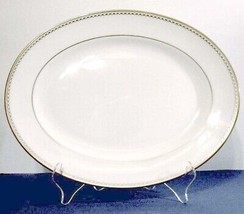 Lenox Pearl Gold Serving Platter Oval 13.25&quot; USA White Enameled Dots NEW... - $59.90