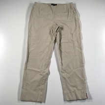 Lafayette 148 Pants Womens 8 Beige Tapered Leg Cotton Stretch Cropped Bl... - $26.72