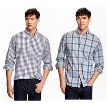 NWT Old Navy Men&#39;s Classic Regular Fit Long Sleeve 100%  Cotton Plaid Shirt - £23.76 GBP