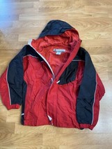 Columbia Red And Black zip-up hooded jacket w fleece lining youth L (14/16) - $12.87