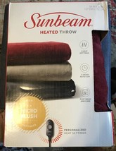 Sunbeam Fleece Heated Electric Throw Blanket Soft 50"x60" 100% Polyester Garnet - $40.84