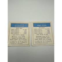Vintage 1960s Monopoly Title Deed Cards Park Place and Boardwalk - $9.89