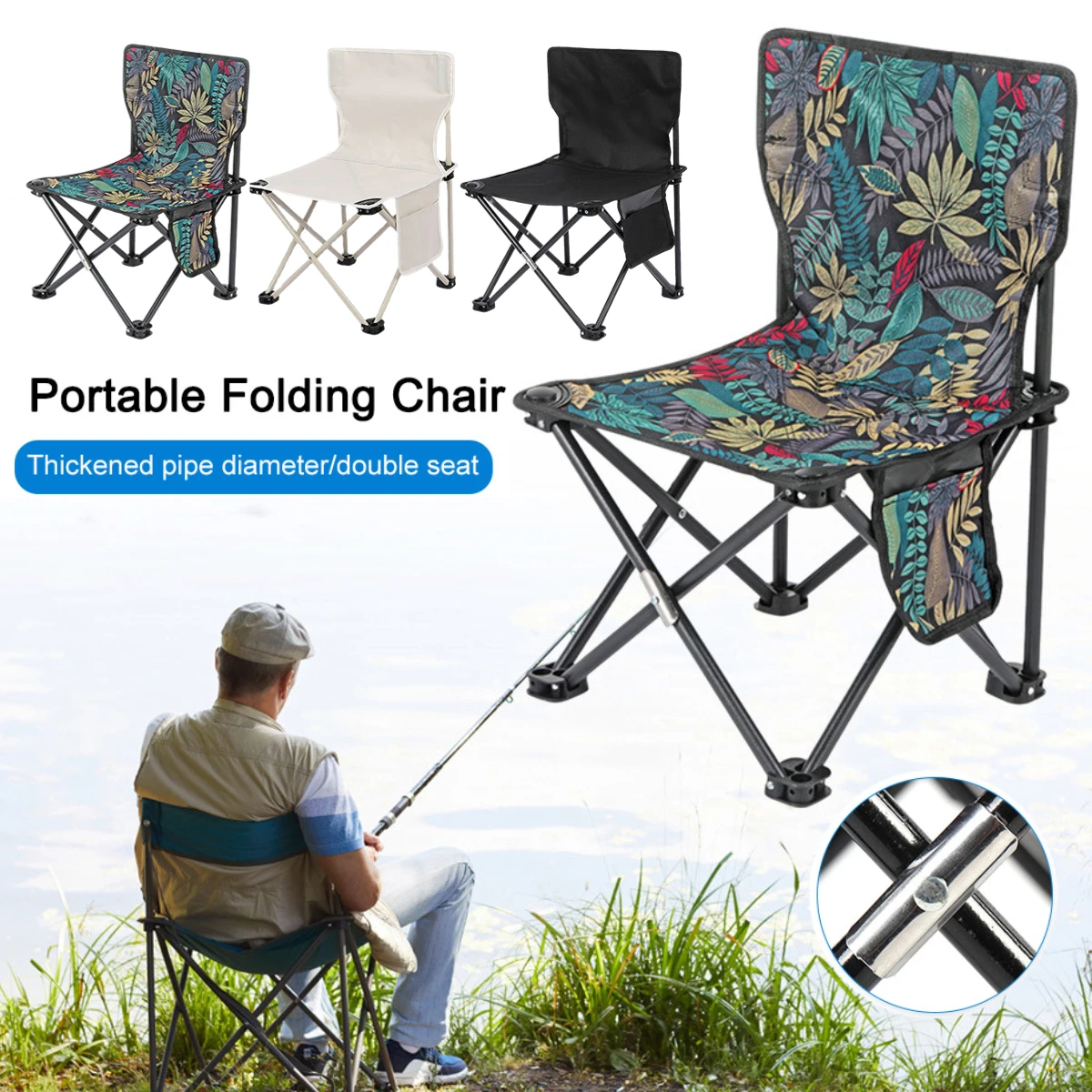 Portable Camping Chair Strong Load-bearing Capacity Foldable Fishing Chair - £15.78 GBP+