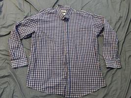 Wrangler Riata Men’s XXL Button Down Shirt Blue Orange Plaid Long Sleeve... - $11.74