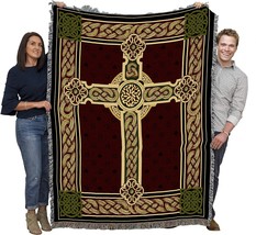 Celtic Knot Cross Blanket By Pure Country Weavers, A Woven Cotton Gift Item Made - £61.32 GBP