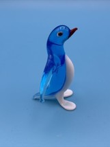 Vintage Italian Hand Made Blown Art Glass Blue White Penguin Made In Italy - £19.77 GBP