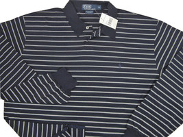 NEW $125 Polo Ralph Lauren Polo Shirt!  XL  Navy Striped   &quot;Cut Large &amp; Roomy&quot; - £56.12 GBP