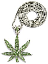 Cannabis Weed Leaf Necklace New Kush Pendant with 36 Inch Chain Hip Hop Pot - £26.06 GBP