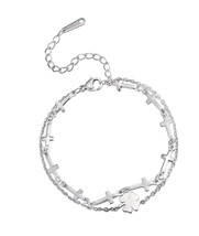 4 Leaf Clover Bracelet Double Chains Lucky Love for - $48.89