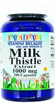 200 Capsule 1000mg Milk Thistle Seed from 250m 4:1 Extract Natural Liver Support - $14.75