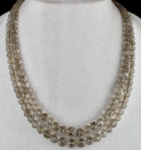 Natural Smoky Quartz Beads Carved 2 Line 345 Carats Gemstone Antique Necklace - £220.22 GBP