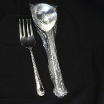Wm Rogers &amp; Son Enchanted Rose Serving Spoon and Cold Meat Fork Silverpl... - $15.67