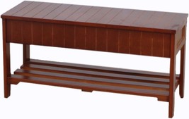 Roundhill Furniture Quality Solid Wood Shoe Bench With Storage, Cherry - £61.18 GBP
