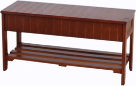 Roundhill Furniture Quality Solid Wood Shoe Bench With Storage, Cherry - £62.33 GBP