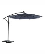 10ft Solar Patio Umbrella: LED, Offset, Navy - $2,906.74 MXN