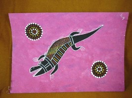 AUS-22 Crocodile pink Australian Native Aboriginal PAINTING Artwork T Morgan - £51.03 GBP