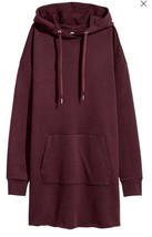 Oversized Hoodie Sweatshirt Dress Loungewear Tunic Burgundy Maroon XS S M - £11.16 GBP