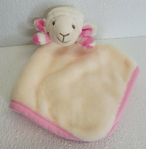 Evergreen Enterprises White Pink Knit Soft Lamb Cream Lovey Security Blanket - £9.24 GBP