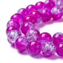 Z  Crackle Glass round Bead 4 mm lot of 2-31 inch lavender  strands  N98 - $7.59