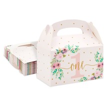 24 Pack Party Favor Goodie Treat Gable Boxes Floral Pink For 1St Birthda... - £23.97 GBP