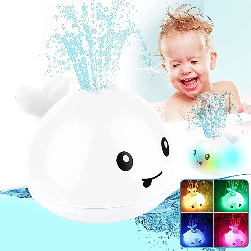 Baby Bath Toys Pool with LED Light Whale Spray Water Sprinkler Bathtub Bathroom - £10.88 GBP+