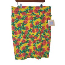 LuLaRoe Cassie Skirt 3XL Womens Plus Size Yellow Pink Floral Pull On NWT - $20.09
