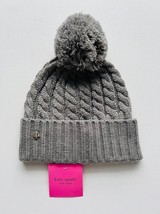 Kate Spade New York Cable Knit Pom Pom Hat Grey - £71.19 GBP