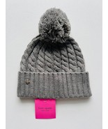 Kate Spade New York Cable Knit Pom Pom Hat Grey - £71.17 GBP