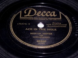 Mervin Shiner Jordanaires Ace In The Hole I Think I&#39;m Gonna Cry 78 Rpm Record - £12.17 GBP