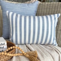 Blue Cotton Lumbar Pillow Cover - Lush Lines Blue - $24.73+