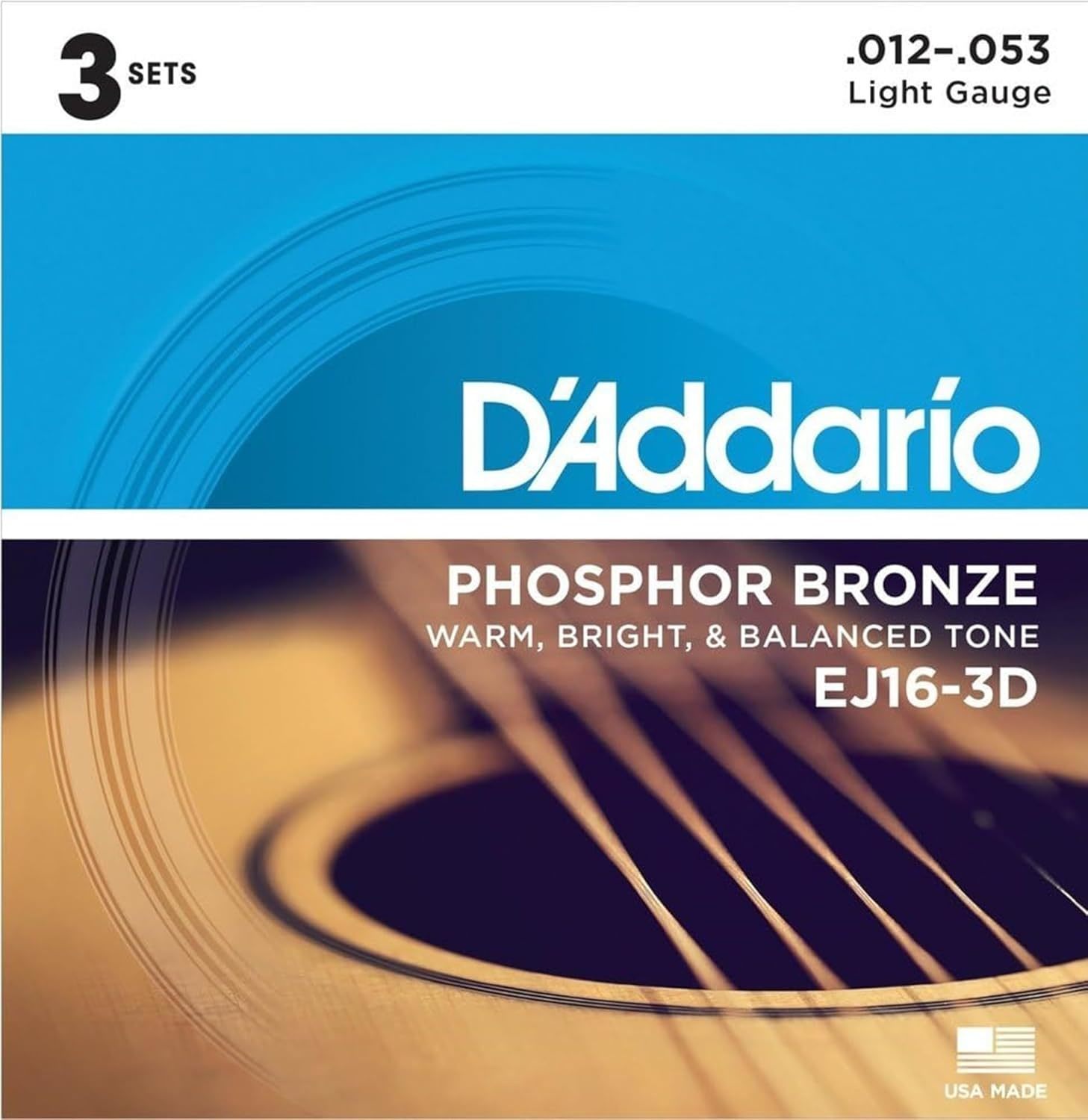 Phosphor Bronze Acoustic Guitar Strings - Ej16-3D - Rich,, Pack By D&#39;Add... - $33.96