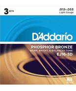 Phosphor Bronze Acoustic Guitar Strings - Ej16-3D - Rich,, Pack By D&#39;Add... - €30,88 EUR