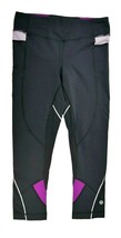 Lululemon Cropped Running Workout Leggings Black with Purple Womens Size 4 - £30.04 GBP