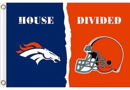 Denver Broncos and Cleveland Browns Divided Flag 3x5ft - £12.78 GBP