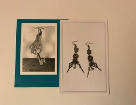 Handmade Steampunk Earrings with Postcard - $17.82
