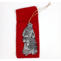 Vintage 1993 Avon Pewter Collectible Santa With Tree &amp; Toys In Soft Pouch - £10.07 GBP