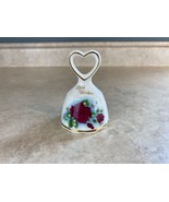 Best Wishes Heart Shaped Handle Rose Decorated Bone China Bell Made In E... - $10.70 CAD