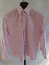 Nordstrom Pink &amp; White Plaid Cotton Button Shirt Mens Size 15.5 33 - $19.79
