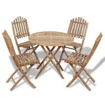 5 Piece Folding Outdoor Dining Set Bamboo - £175.88 GBP