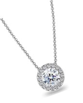 Sterling Silver Round CZ Halo Slide Necklace - $73.41