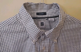 Classic Gap Men Long sleeve button down shirt 90&#39;s. White &amp; green checkered. - £11.23 GBP