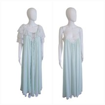 Vintage Miss Elaine Long Nightgown Peignoir Robe Set S USA mint Green - $49.50