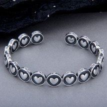 QMCOCO Silver Color Classic Bracelet Fashion Vintage Punk Heart-Shape Thai Silve - £9.78 GBP