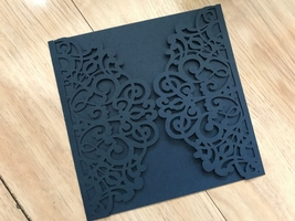 50pcs Navy Blue Laser Cut Wedding Cards,Invitation Cards,Wedding Invitat... - £40.51 GBP