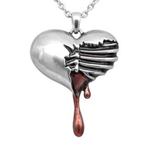 Controse Bleeding Heart Blood Drop Stainless Steel Ribcage Pendant Necklace - £18.93 GBP