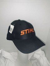 STIHL Black Baseball Cap Hat Orange logo Embroidery New - £12.66 GBP