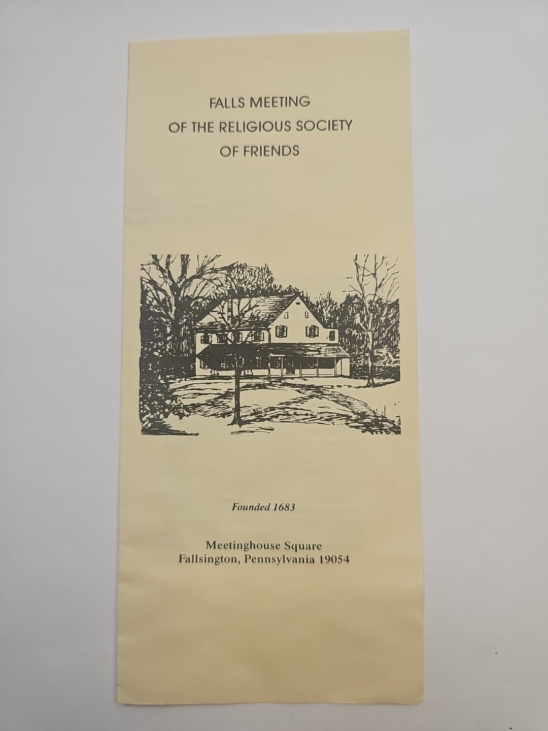 Falls Meeting Of The Religious Society Of Friends Brochure Fallington PA... - $93.00 MXN