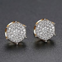  multicolor cubic zirconia iced stud earrings vintage hip hop copper bling cz geometric thumb200