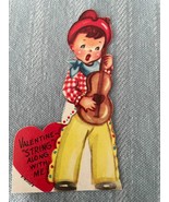 Cowboy Playing Guitar Valentines Day Early 1900&#39;s Die Cut A-Meri-Card? V... - £3.72 GBP